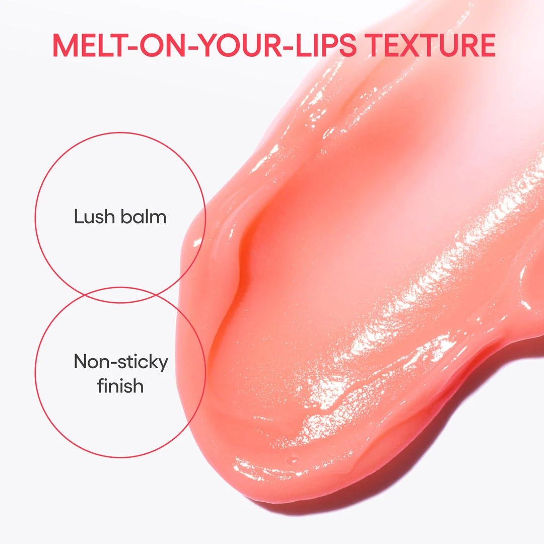 Pink balm texture with the brand’s texture description.