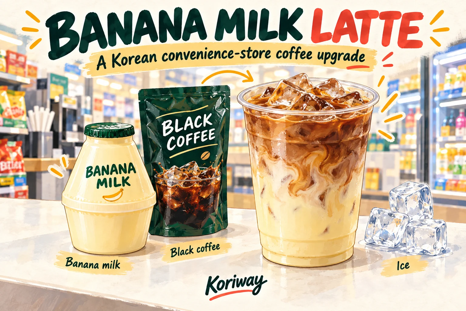 Iced coffee with banana milk.