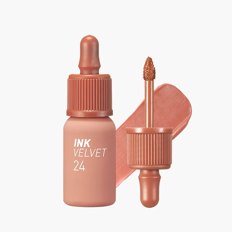 Ink Velvet 24 Milky Nude bottle, open applicator and product color smear