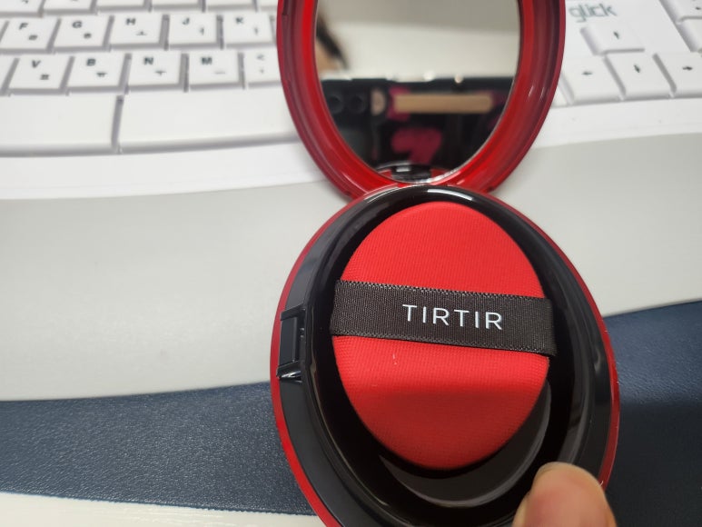 Open TIRTIR Red Cushion compact and included puff